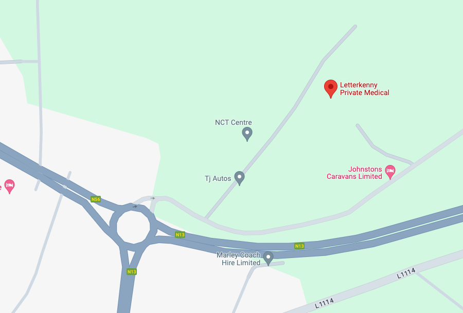 Map showing Letterkenny Private Medical location